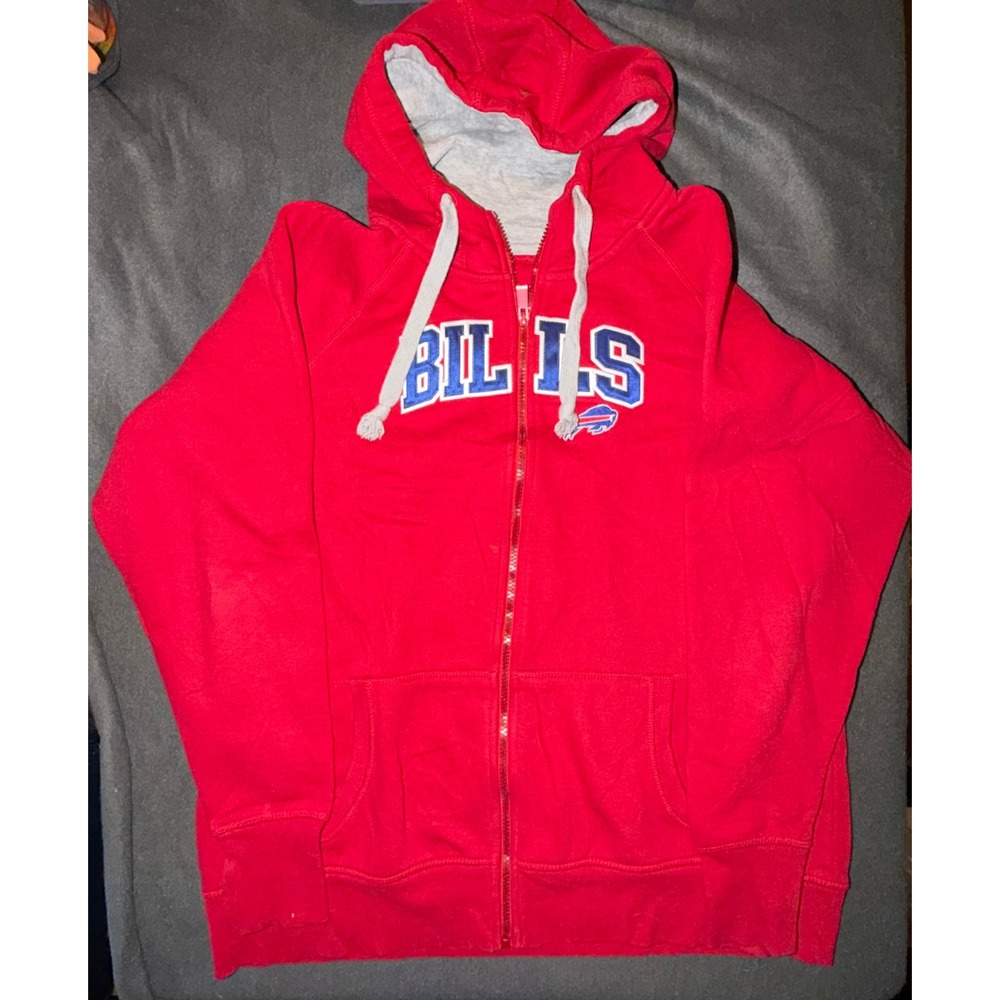 Antigua Buffalo Bills NFL Full Zip Hoodie Red Mens XL Embroidered Logo Fleece